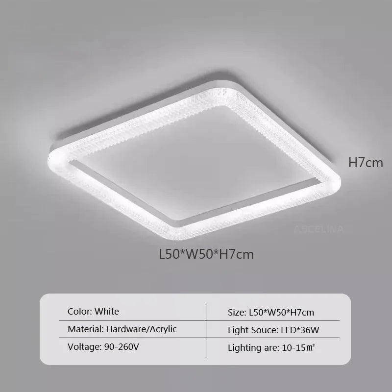 Nordic Gold Ceiling Light - Round/Square LED Ceiling Lamps - Ideal for Study, Living Room, Dining Room - Luxurious Room Lighting Lustre for Home Decor