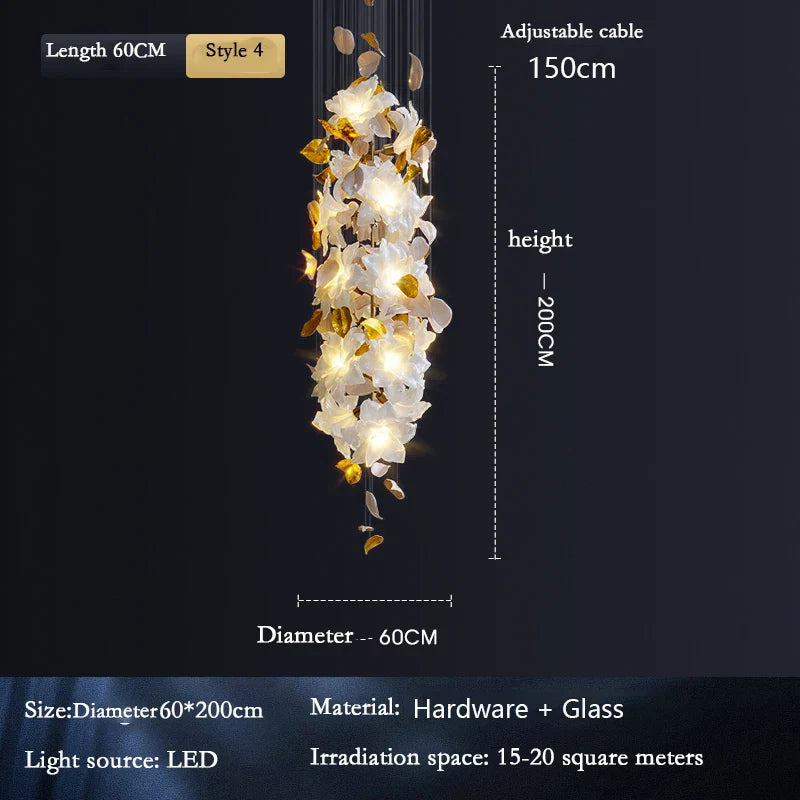 Dlight Decor Loft Crystal Ceiling Chandelier - Luxury Crystal Hanging Light for Staircases, Living Rooms, and Modern Villa Elegance