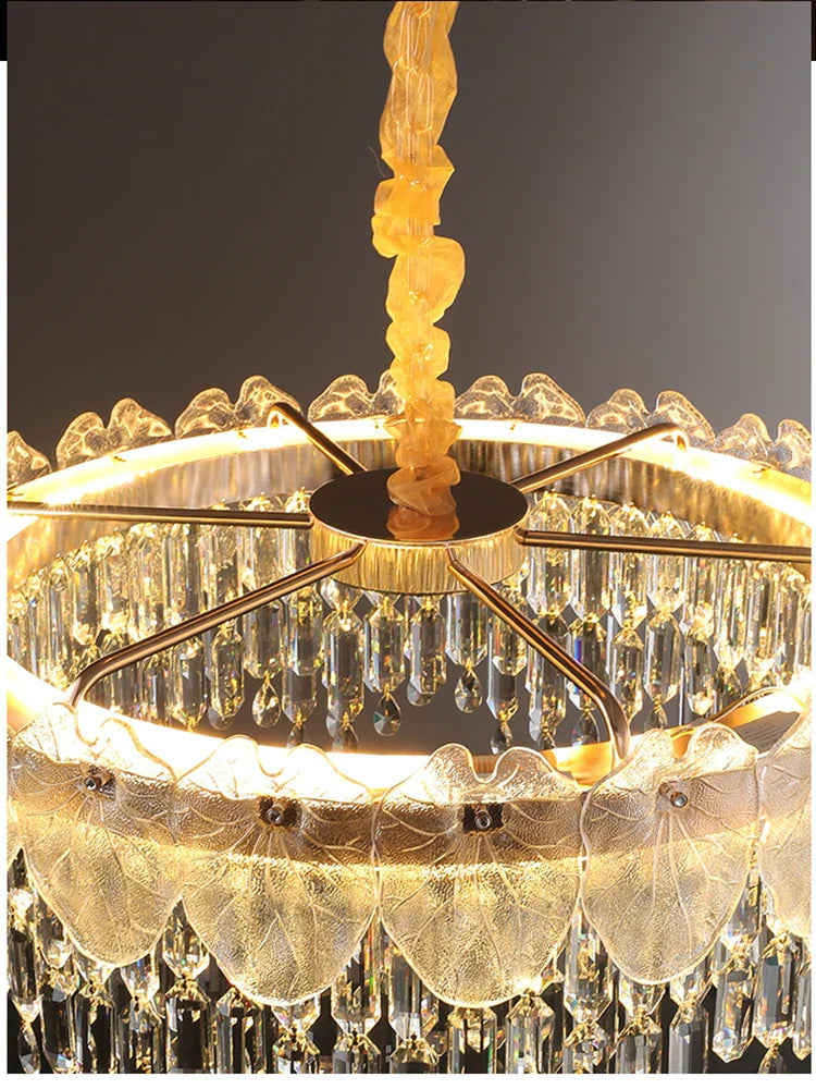 New Modern LED Pendant Lamp - Gold Luxury Round Crystal Ceiling Chandelier for Living Rooms, Bedrooms, Dining Rooms, and Kitchens