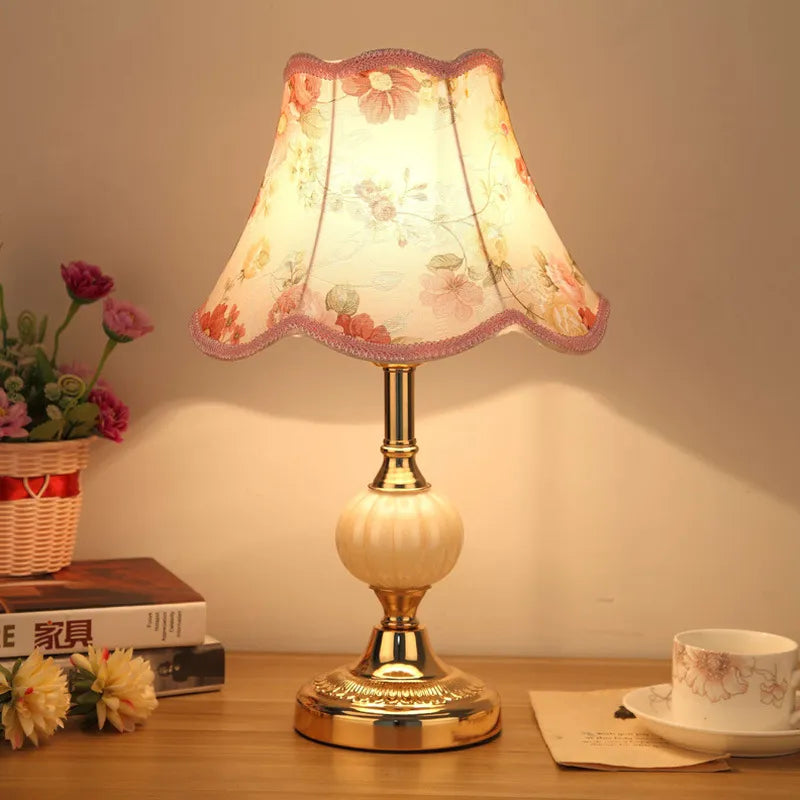 European-Style Glass Desk Lamp - Nordic Bedroom Bedside Lamp with Modern Retro Wrought Iron Design