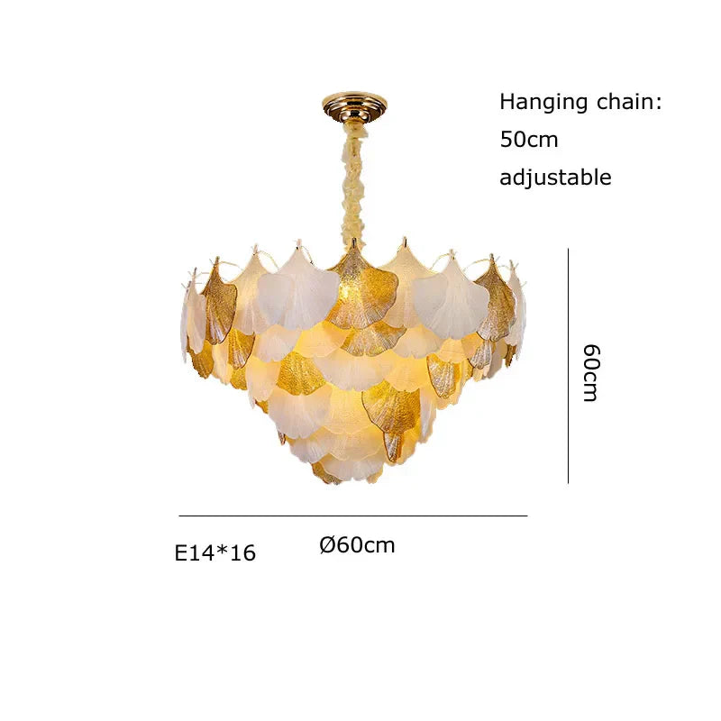 LED Art Deco Autumn Ginkgo Dimmable Hanging Lamps - Luminaire Chandelier Lighting for Dining Rooms with Lustre Suspension