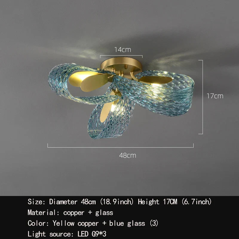 Modern Glass Decorative Ceiling Lights - Light Luxury Design in Yellow, Copper, and Blue for Bedrooms, Living Rooms, and Dining Areas