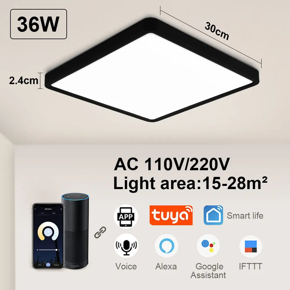 Smart LED Ceiling Lamp - 20-inch Ultra-Thin Lighting Fixture for Living Room, Bedroom, and Balcony