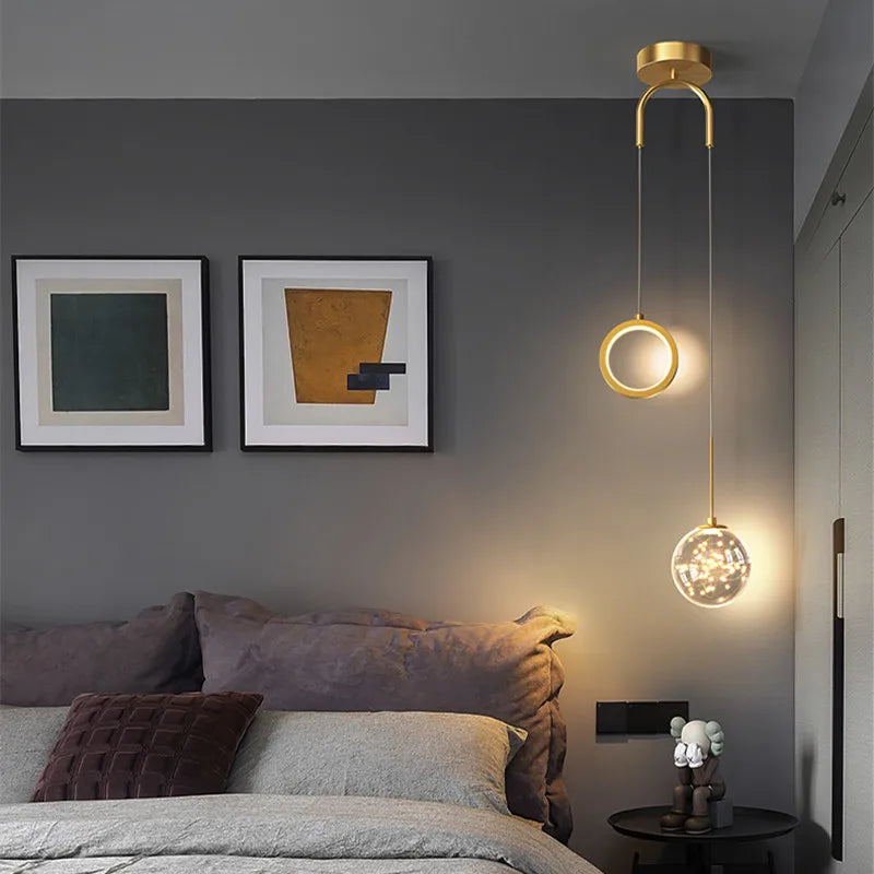 Modern Minimalist Starry Bedside Chandelier - Creative Nordic Art Lamp for Light Luxury Bedrooms and Studies