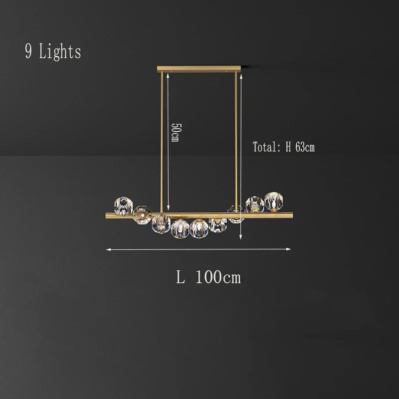 Elegant Rectangle Copper Chandelier - A Luxurious Crystal Light Fixture for Kitchen Islands, Hotel Bars, and Living Rooms