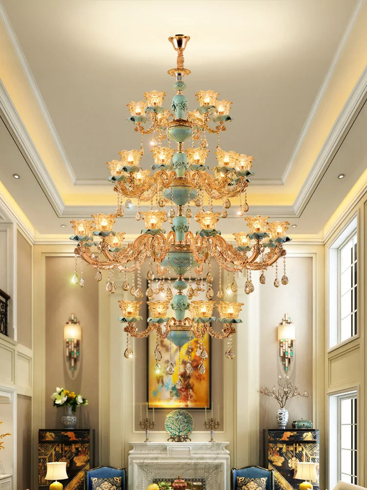 European-Style Duplex Building Chandelier - Elegance for Living Rooms, Hotels, and Ceramic Staircases