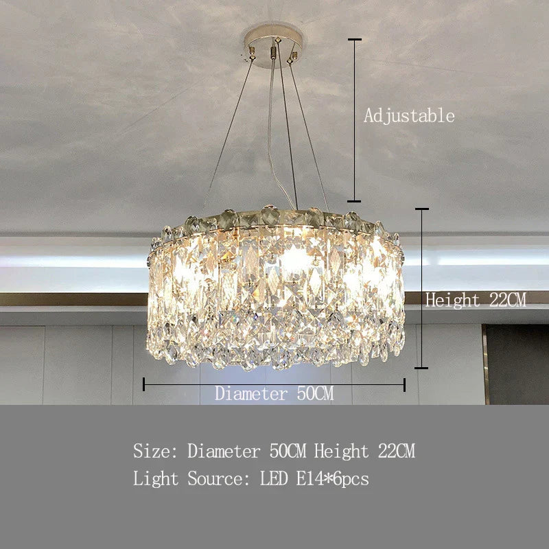 Elegant LED E14 Postmodern Gold Chandelier - A Ring Tassel Crystal Fixture for Dining Rooms, Adding Luminescent Luxury