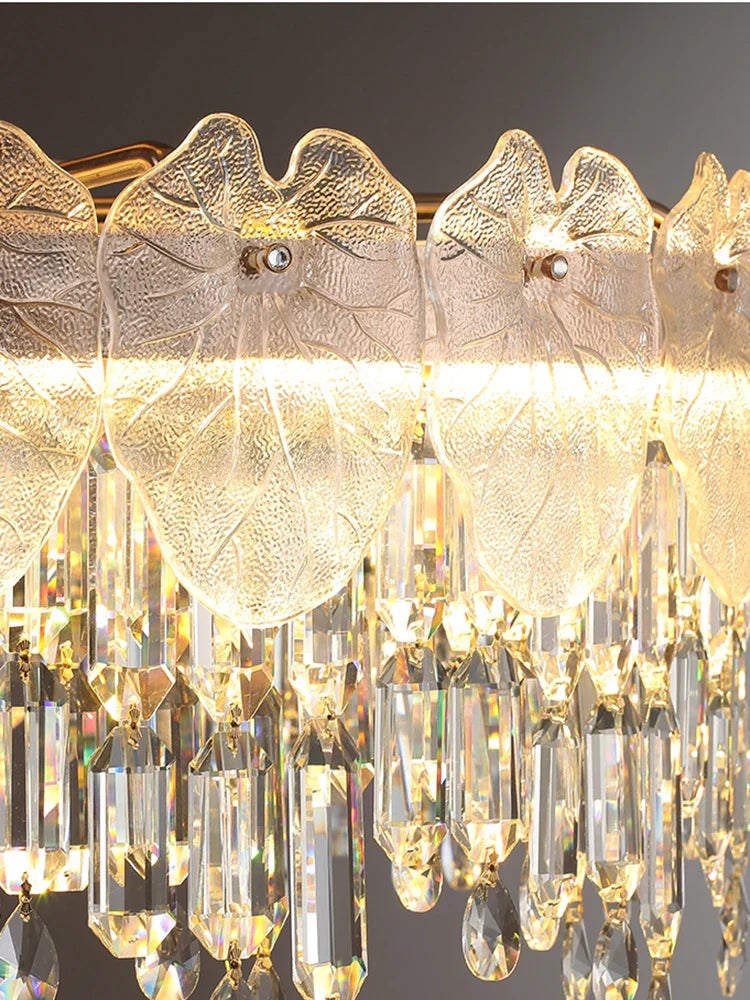 New Modern LED Pendant Lamp - Gold Luxury Round Crystal Ceiling Chandelier for Living Rooms, Bedrooms, Dining Rooms, and Kitchens