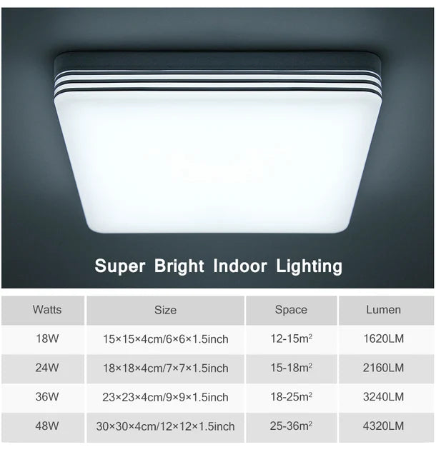 Modern LED Ceiling Lamp - Round/Square Ceiling Lights in Various Wattages - Perfect for Living Rooms and Bedrooms