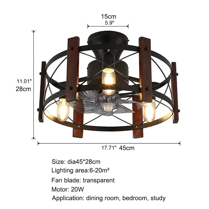 Modern Retro Ceiling Fan Light American Industrial Vintage Fan Lamp 110V 260V Dining Room Light Bedroom Remote control
