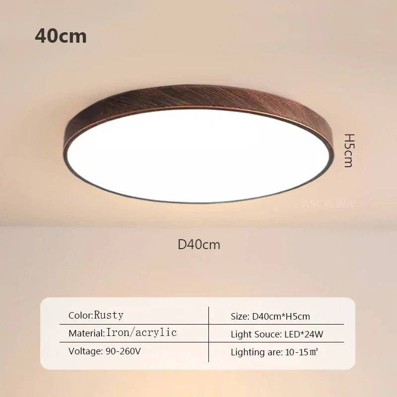 LED Ultra-thin Ceiling Lamp - Nordic Wooden Decorative Lamp - Perfect for Bedroom, Living Rooms, Balcony, and Corridor - Modern Iron and Acrylic Lighting Fixture