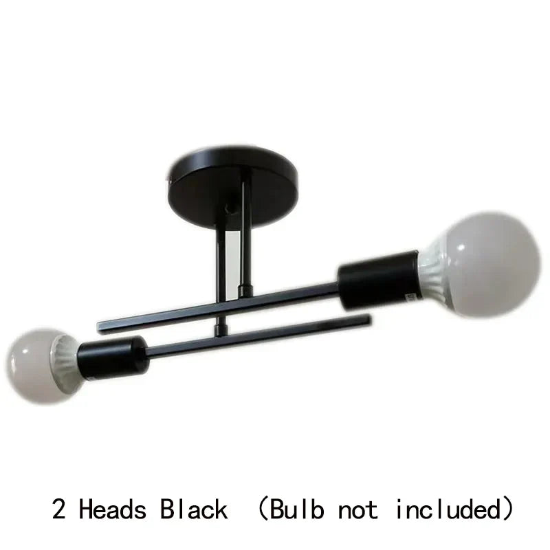 Sputnik Semi Flush Mount Chandelier - Contemporary Mid-Century Black Ceiling Light Fixture