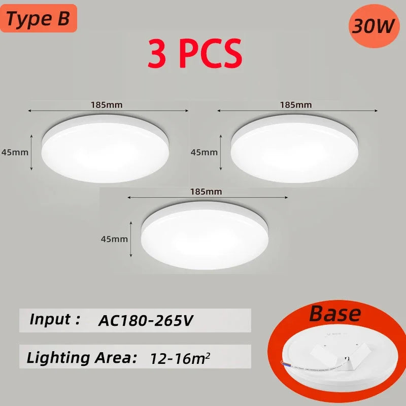 Modern LED Panel Light for Indoor Spaces - Versatile Round & Square Ceiling Lamp Fixture