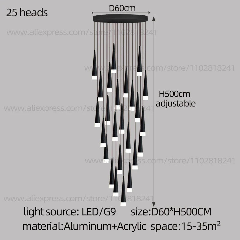 Contemporary Stair Chandelier - Elevate Your Duplex Apartment with Nordic Loft Elegance
