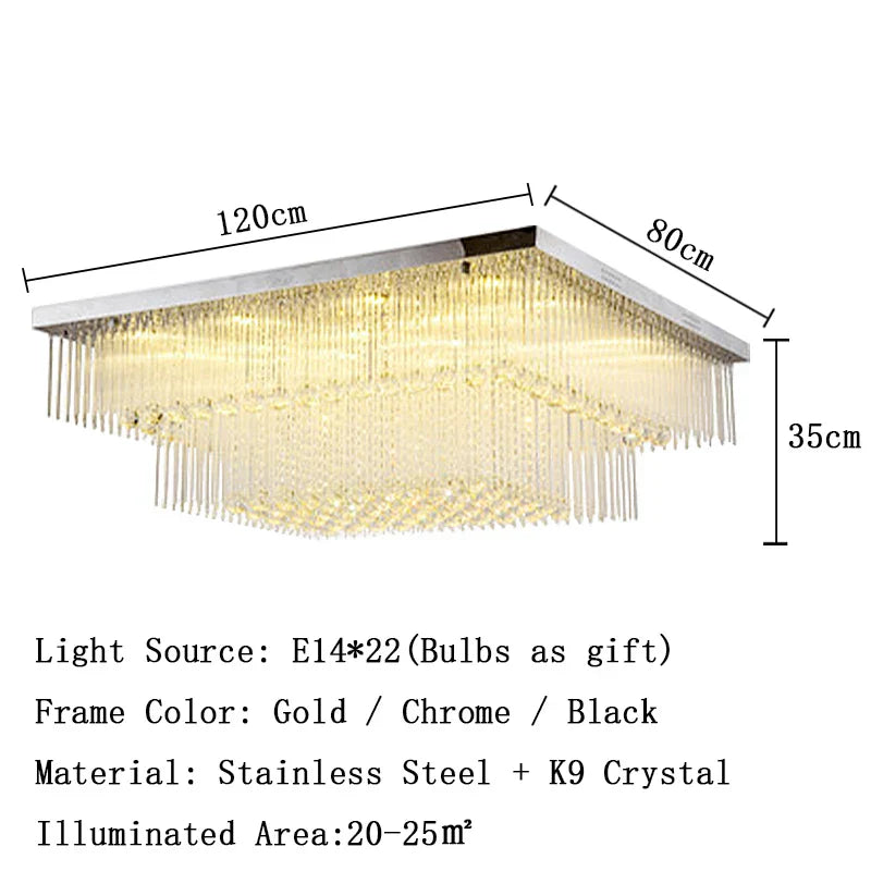 Luxury Chrome LED Ceiling Lights - Modern Elegance for Living Rooms with Crystal Accents