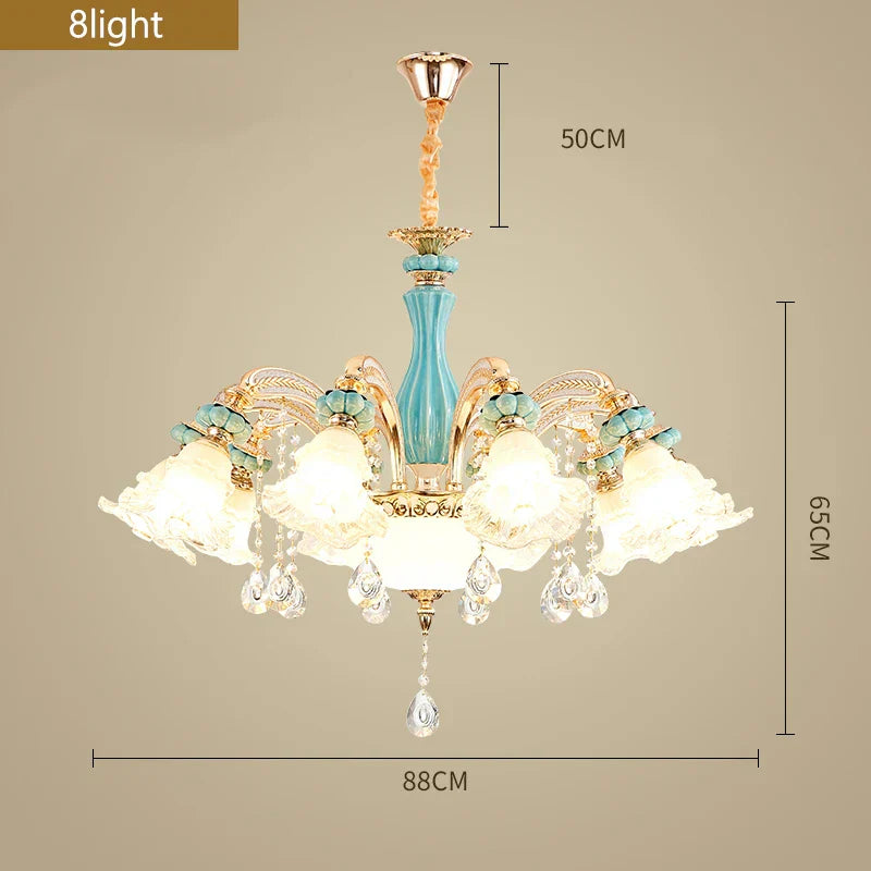 Elegant European-Style Crystal Chandelier - A Romantic and Fashionable Lighting Fixture for Living Rooms, Bedrooms, Dining Rooms, Studies, and Villa Duplexes