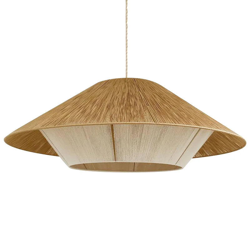 Japanese-Inspired Retro Chandelier - Woven Hemp Rope Pendant Lamp for Creative Home Decor