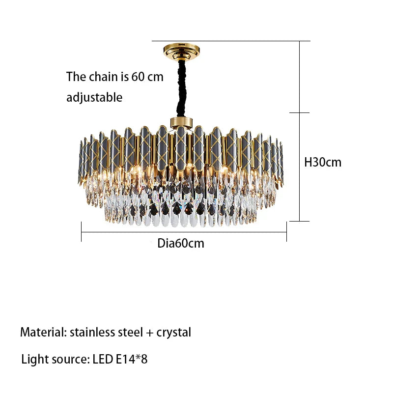 Elegant Post-Modern Black Crystal Chandelier - A Simple Atmosphere Fixture for Living Rooms, Bedrooms, and Dining Spaces