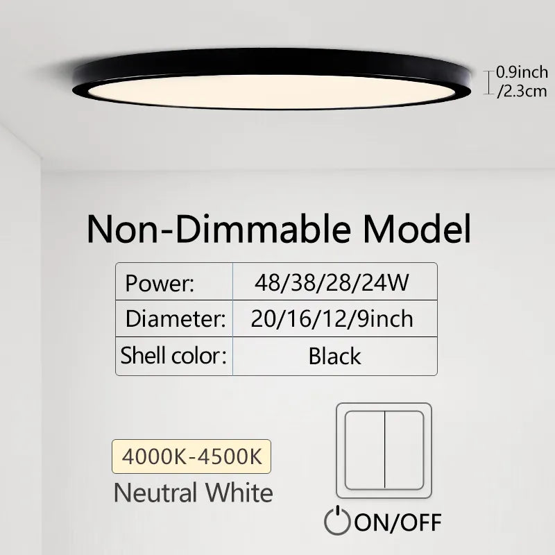 Ultra-Thin LED Ceiling Light - Modern 20-Inch Large Ceiling Lamp with Dimmable Brightness - AC85-265V Panel Light for Room
