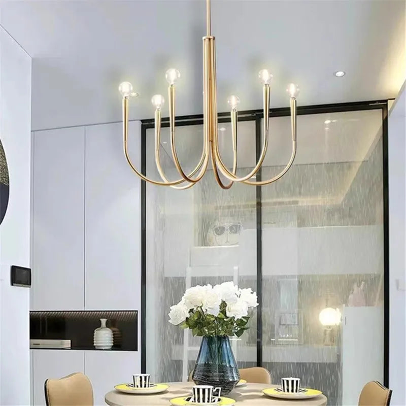 Swoop Arm Chandelier - Retro Elegance for Luxurious Living and Dining Spaces