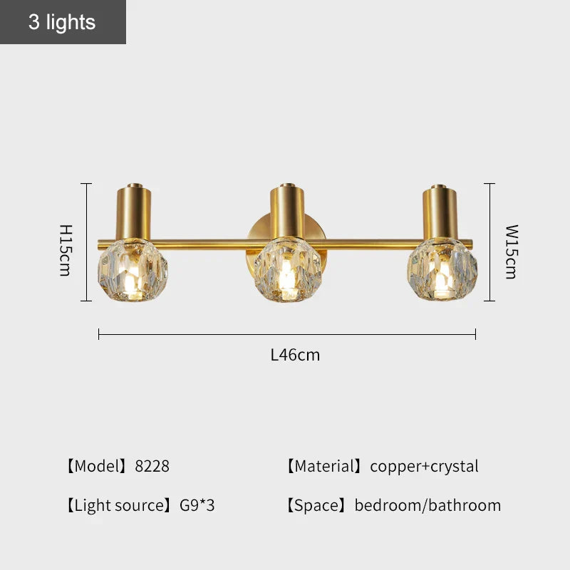 Adjustable Copper Vanity Lamp - Modern LED Mirror Light for Bedroom and Bathroom