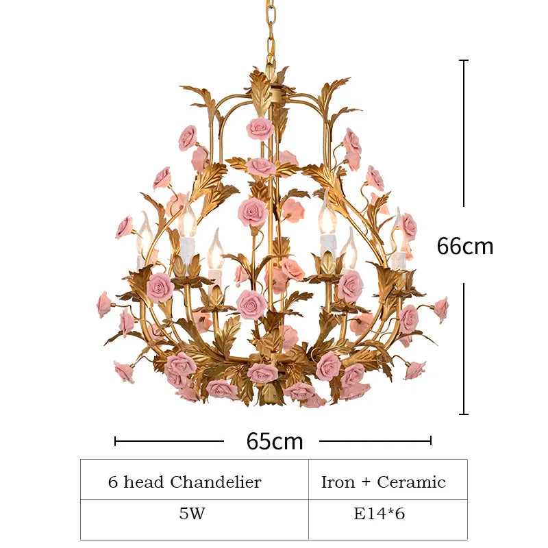 Elegant Nordic Rose Copper Chandelier - LED Illumination for Luxury Living