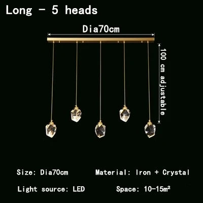 Nordic LED Crystal Pendant Lights - Elegant Chandelier for Living Rooms, Bedrooms, Kitchens, and Home Decoration