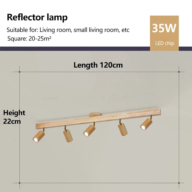 Rotatable Wooden Ceiling Lights - Adjustable Spotlight for Living Room, Bedroom, Dining Room, and Cloakroom