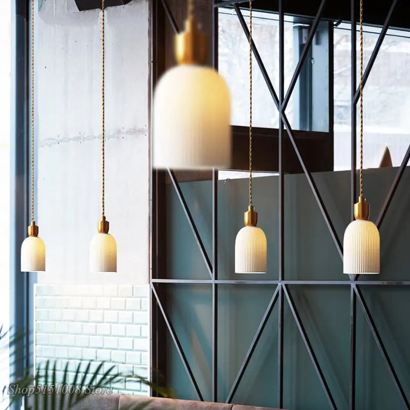 Nordic Ceramic LED Pendant Lamp - Modern Lighting Fixture for Living Rooms, Dining Rooms, Bedrooms, and Home Decor
