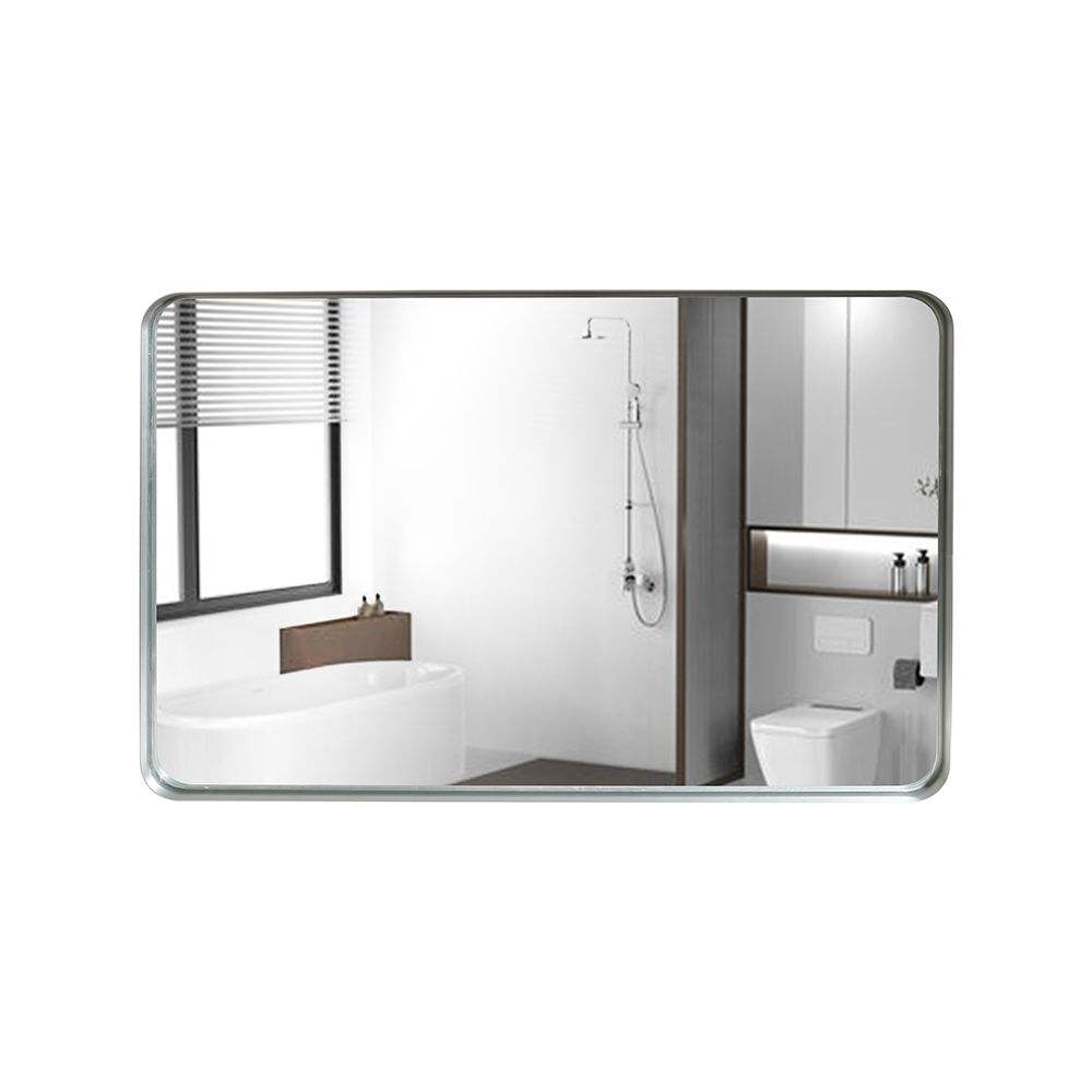 30x20inch Glossy Brushed Silver Rectangle Bathroom Mirror