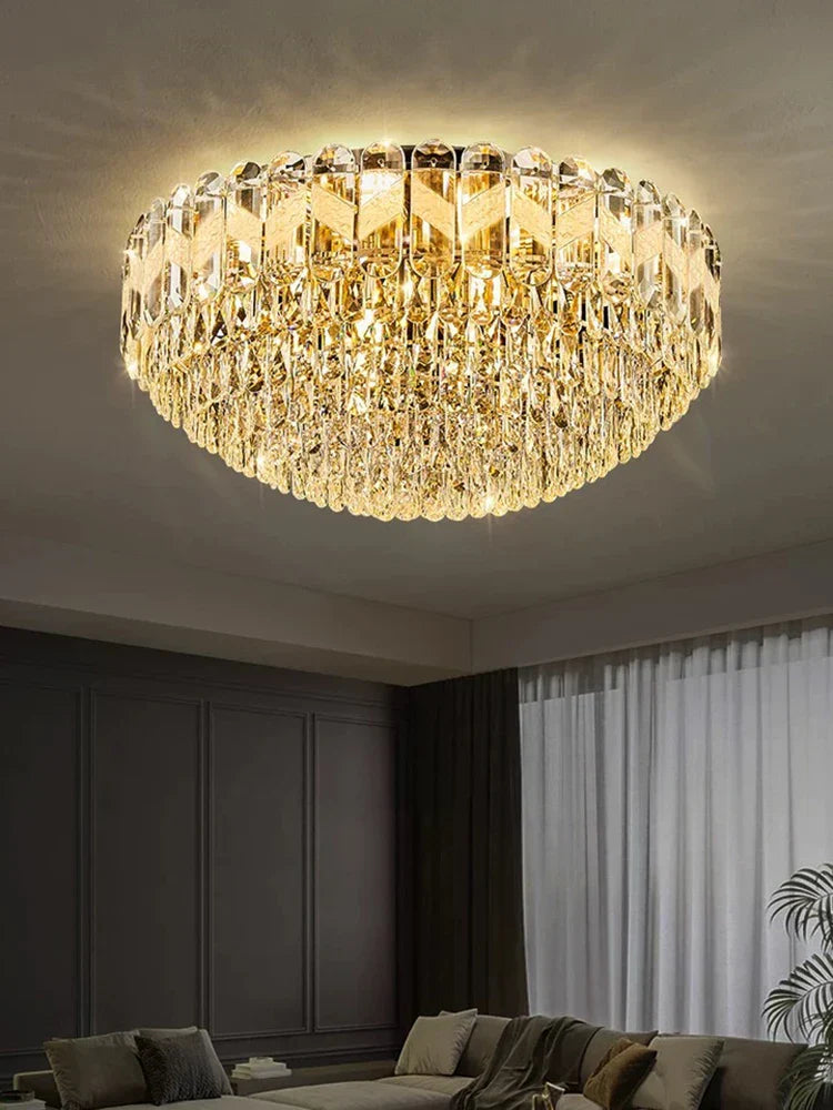Modern Light Luxury Crystal Chandelier - Gold Finish for Dining and Living Rooms with Free Shipping