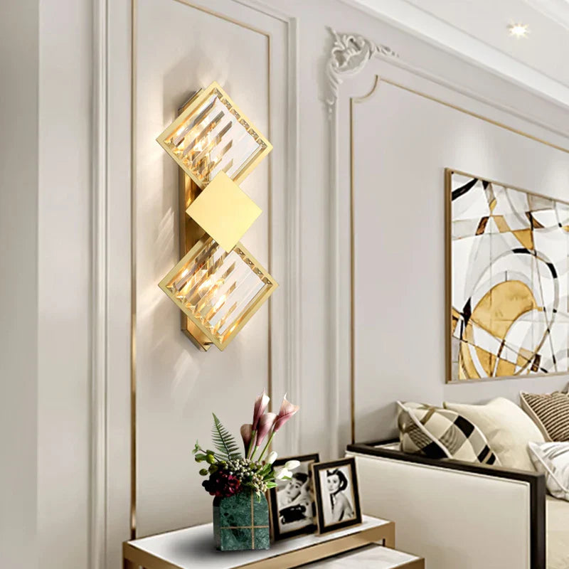 Malaya - Living Room Villa Hotel New Wall Lamp Creative Golden Crystal Wall Lamp High-End Luxury Atmosphere Home