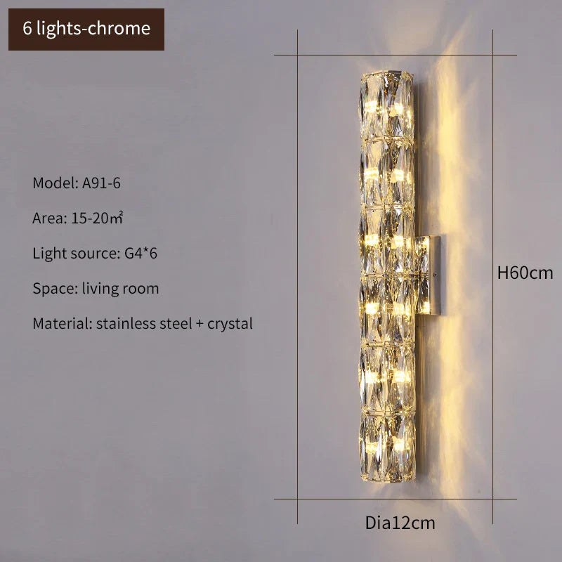 Elena - Modern Simple Light Luxury High-end Crystal Wall Lamp Living Room TV Background Wall Corridor Bedroom Bedside Long Wall Lamp
