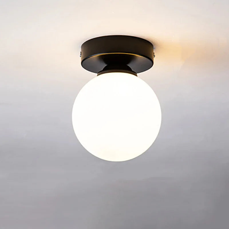 Modern Round Glass Ball Ceiling Lamp - Aisle and Corridor Surface Mounted Decor Ceiling Lights with Milky Frosted Glass Cover (G9/E27)
