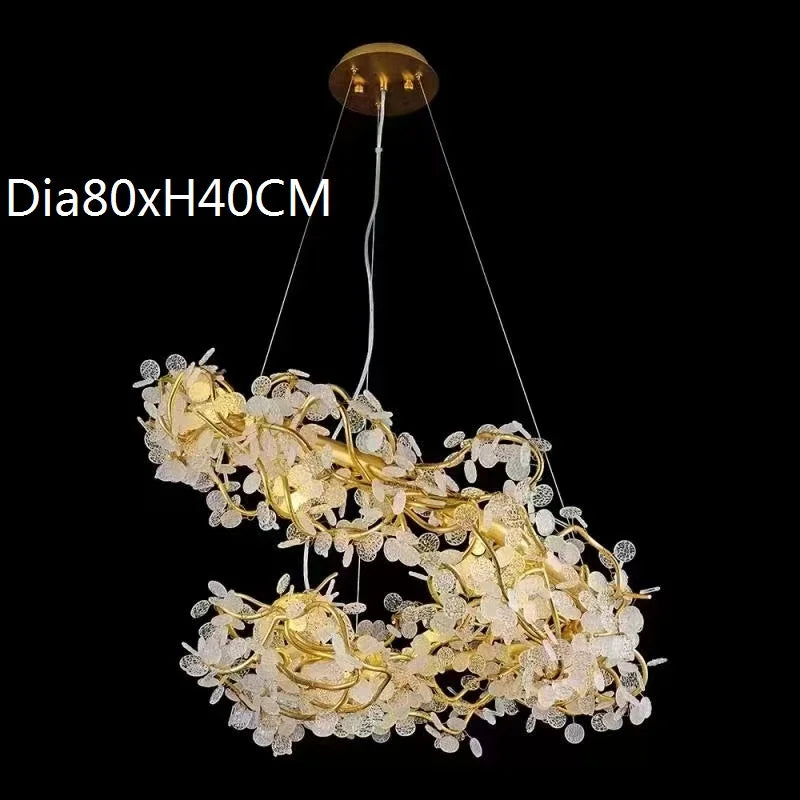 Circle Branch Crystal Chandelier - Luxury LED Lighting for Living Rooms, Restaurants, and Hotel Decorative Elegance