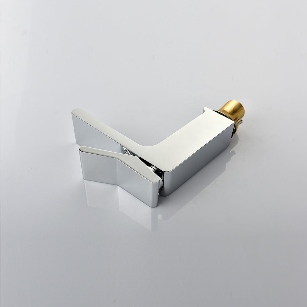 Chrome Single handle bathroom basin faucet with pop up overflow brass drain