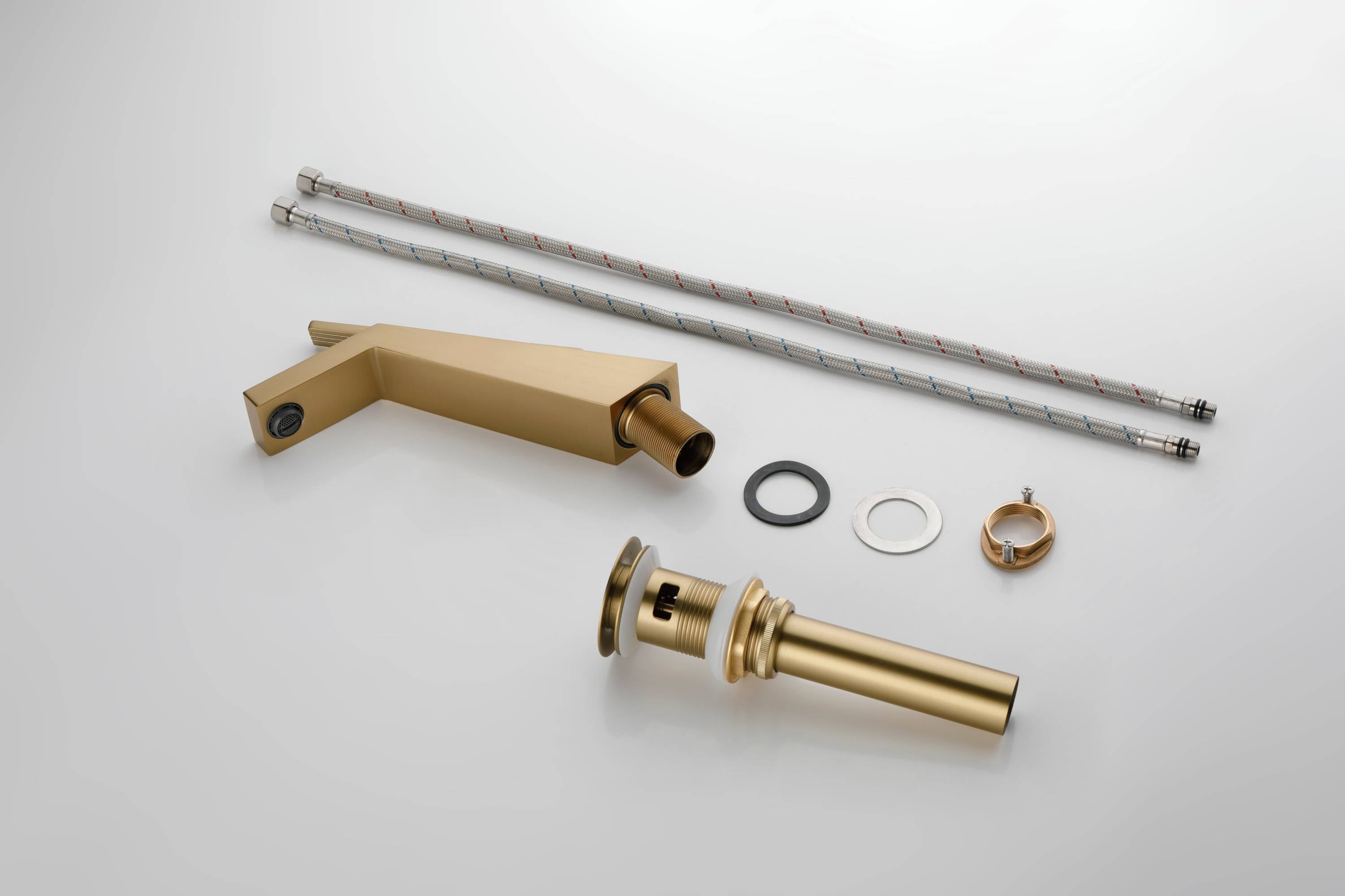 Brushed Gold or matte black or brushed nickel Bathroom Sink Faucet single handle with pop up overflow brass drain