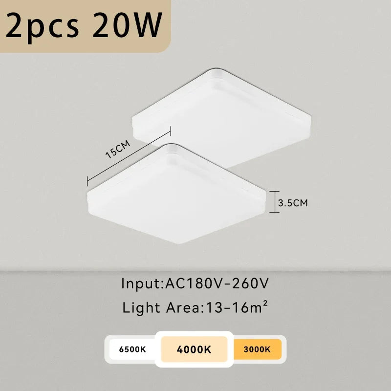 Modern LED Panel Light for Indoor Spaces - Versatile Round & Square Ceiling Lamp Fixture