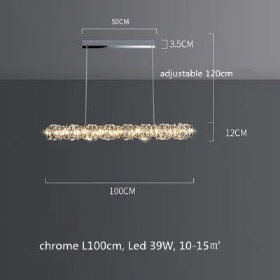 Sophisticated Crystal LED Pendant Lights - Dimmable, Ideal for Living and Dining Rooms - Luxurious Ring Design