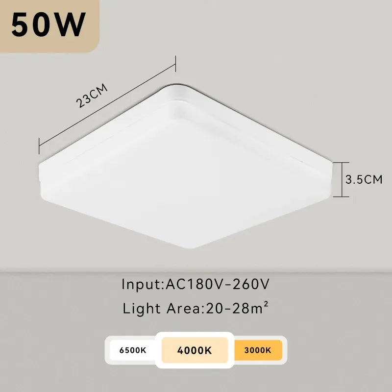 Modern LED Panel Light for Indoor Spaces - Versatile Round & Square Ceiling Lamp Fixture