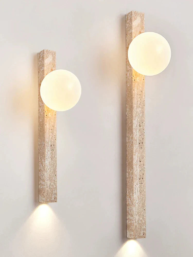Long Wall Lamp with LED - Retro Stone Design for Bedroom, Living Room, and Staircase Atmosphere Lighting in Cream Style Home Decoration