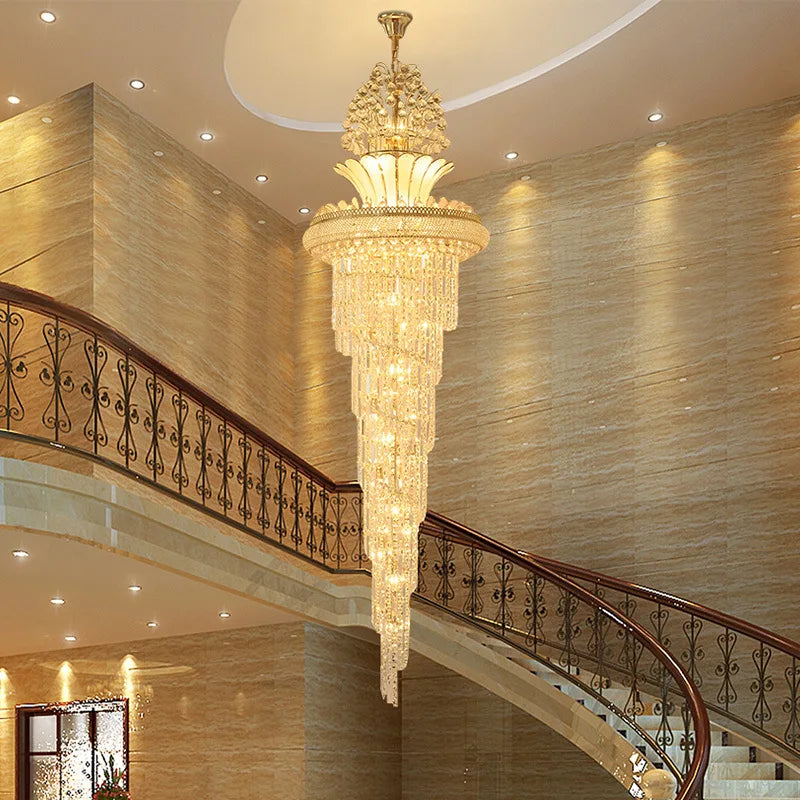 Elegant European-Style Crystal Chandelier - Ideal for Duplex Buildings, Hotel Villas, and Grand Staircases