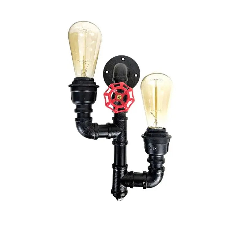 Industrial Metal Valve Double Head Water Pipe Wall Light - Antique Wall Lamp for Kitchen, Bedroom, and Home Decor