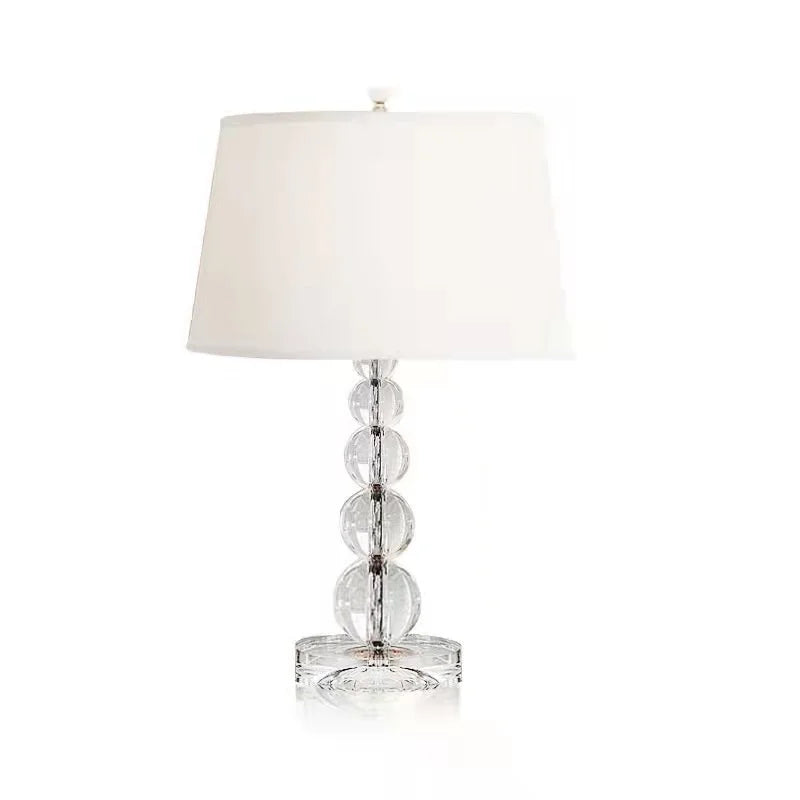 Luxury Crystal Table Lamp with Fabric Lampshade - Elegant Lighting for Living Room and Bedroom