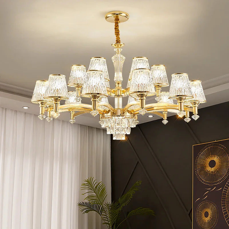 Elegant European Style Crystal Chandelier - A Modern Light Luxury Fixture for Living Rooms, Bedrooms, and Dining Areas