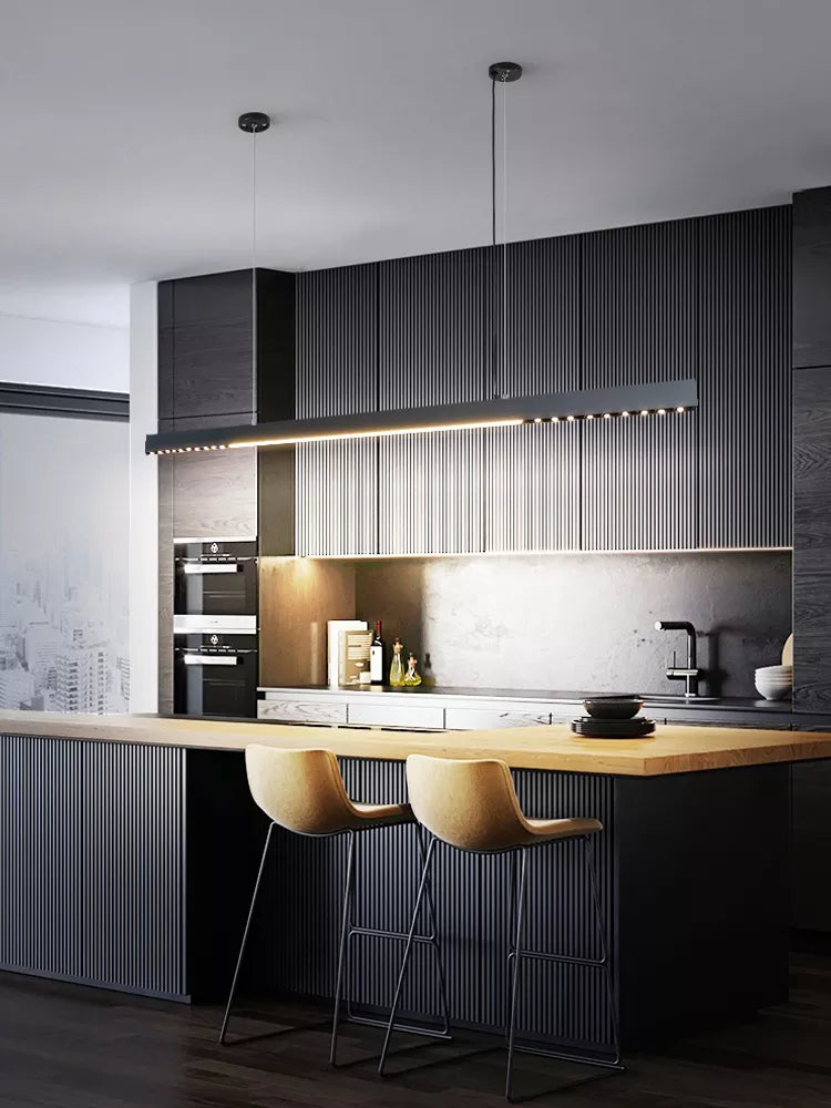 Sleek One-Word Chandelier - Minimalist Lighting for Dining Rooms, Kitchens, and Offices