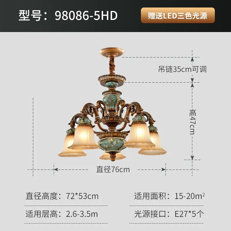 New European Vintage Resin Chandelier - Create a Luxurious Atmosphere in Your Villa, Restaurant, or Bedroom