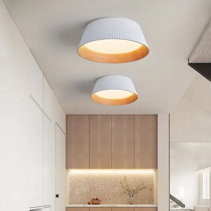 Minimalism Designer Wood Grain Ceiling Lamp - LED Dining Room, Bedroom, Kitchen Decoration Chandelier - Available in Black and White - Premium Lighting Fixture