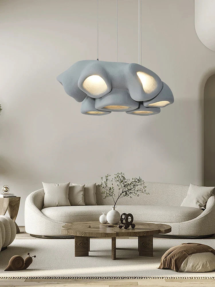 Nordic Living Room Wabi Sabi Chandelier - Minimalist LED Pendant Lighting for Dining Rooms, Bars, and Cafes