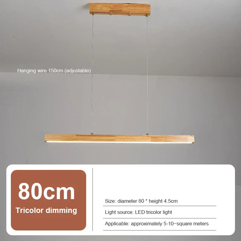 Sleek Wooden Dining Room Chandelier - Modern Minimalist Lighting for Dining Tables, Bars, and More